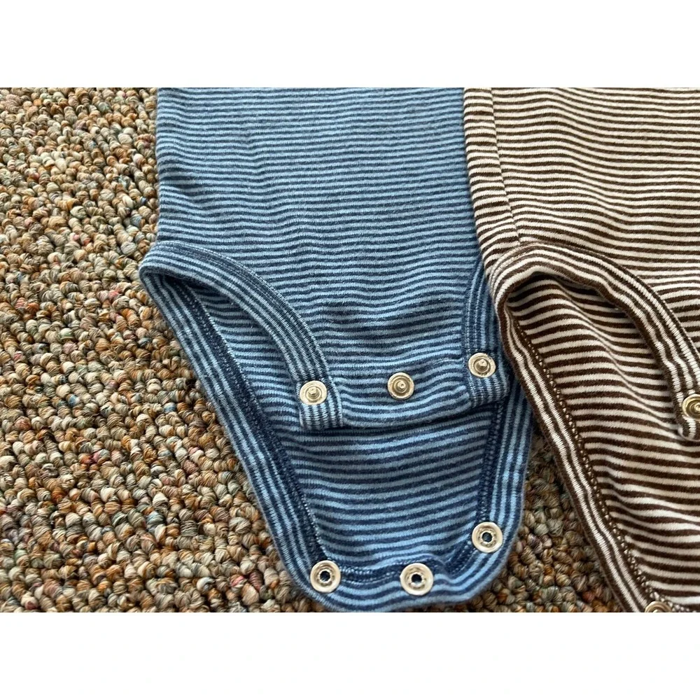 Carter's Boys Brown & Blue Striped Bodysuits Newborn